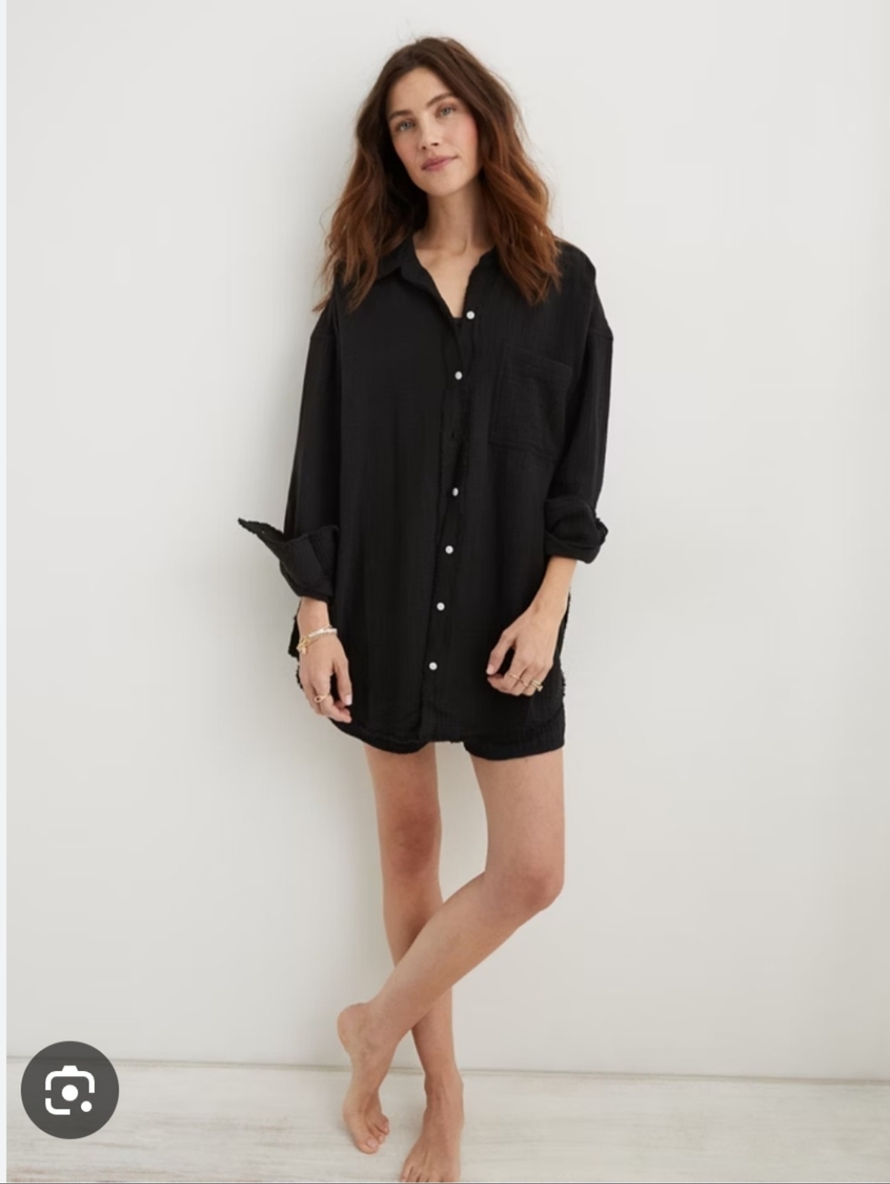 Aerie Gauzy Cover Up Shirt